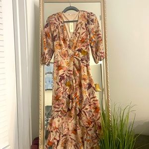 Long sleeve, high low, wrap floral dress